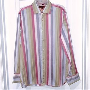 Ted Baker London 17/43.5 stripe Shirt Green salmon